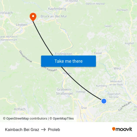 Kainbach Bei Graz to Proleb map