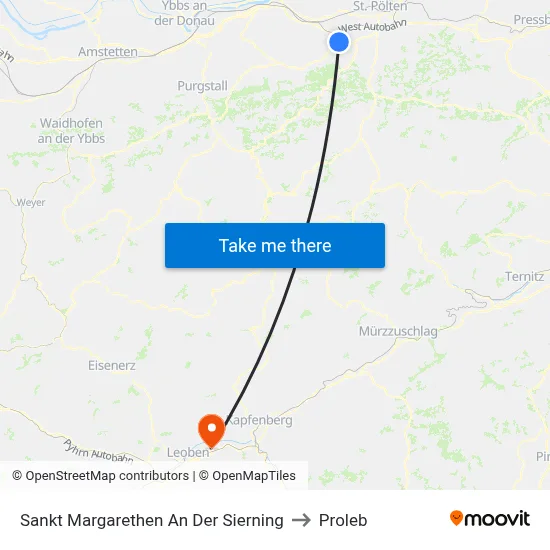 Sankt Margarethen An Der Sierning to Proleb map