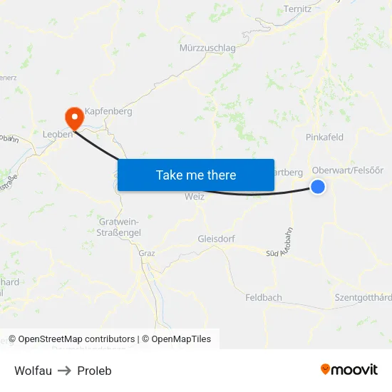 Wolfau to Proleb map