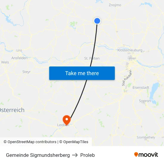 Gemeinde Sigmundsherberg to Proleb map
