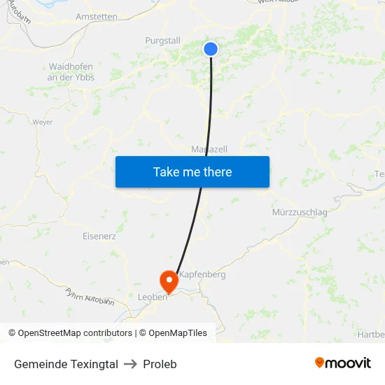Gemeinde Texingtal to Proleb map