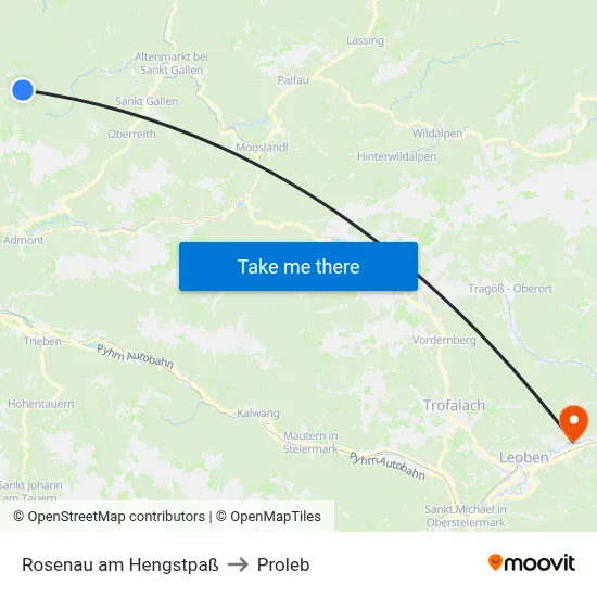 Rosenau am Hengstpaß to Proleb map