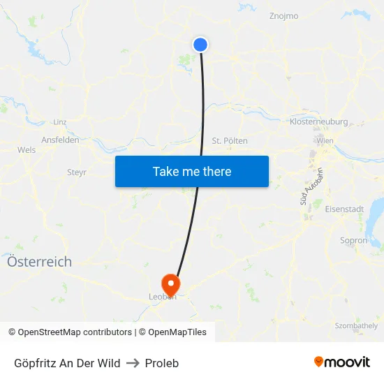 Göpfritz An Der Wild to Proleb map
