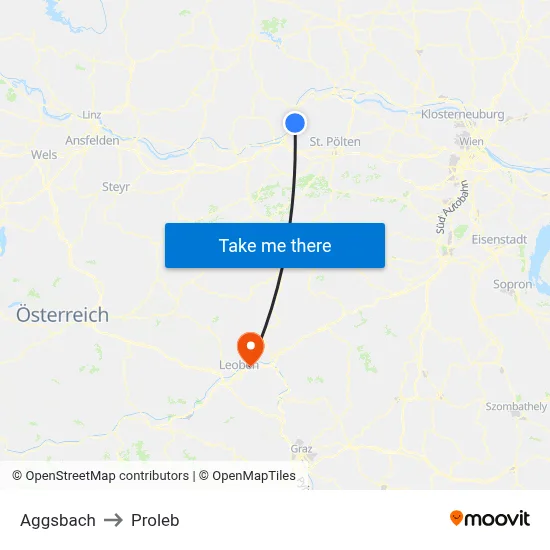 Aggsbach to Proleb map