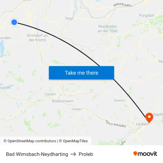 Bad Wimsbach-Neydharting to Proleb map