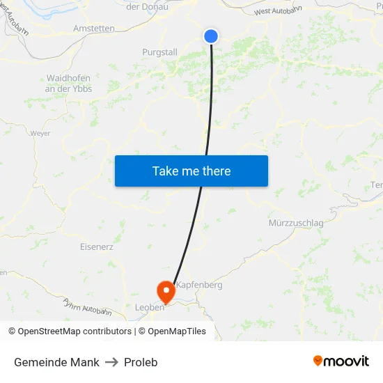 Gemeinde Mank to Proleb map