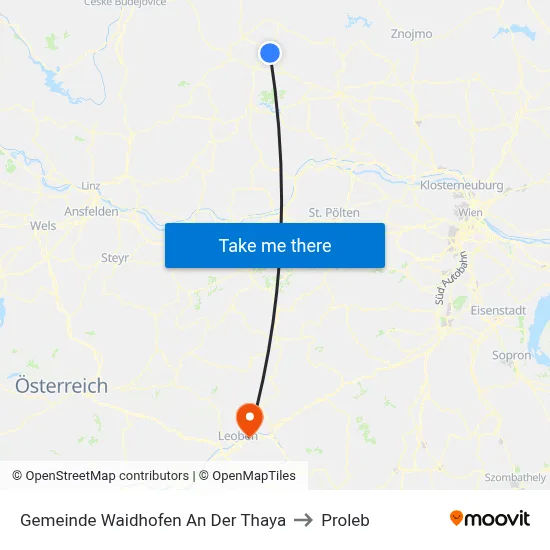 Gemeinde Waidhofen An Der Thaya to Proleb map
