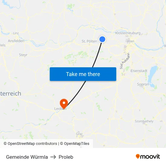 Gemeinde Würmla to Proleb map
