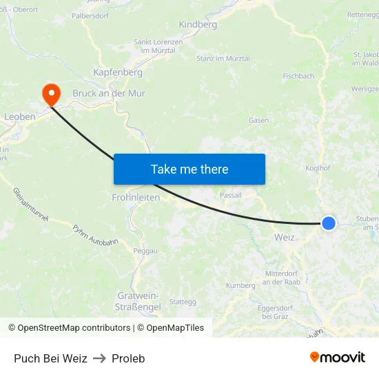Puch Bei Weiz to Proleb map
