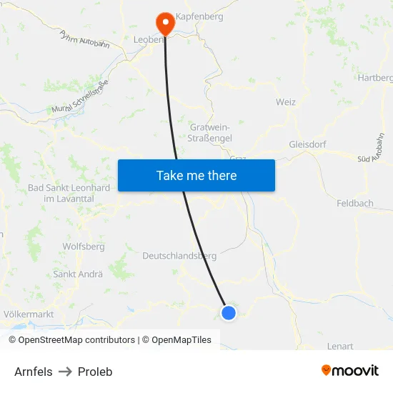 Arnfels to Proleb map