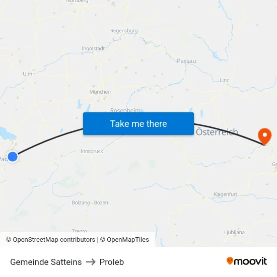 Gemeinde Satteins to Proleb map