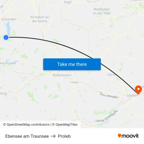 Ebensee am Traunsee to Proleb map