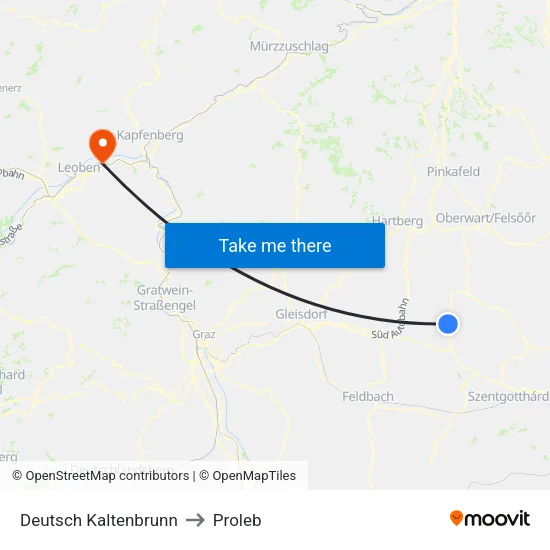 Deutsch Kaltenbrunn to Proleb map