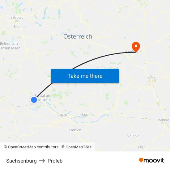 Sachsenburg to Proleb map