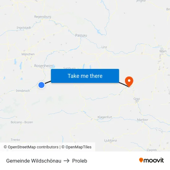 Gemeinde Wildschönau to Proleb map
