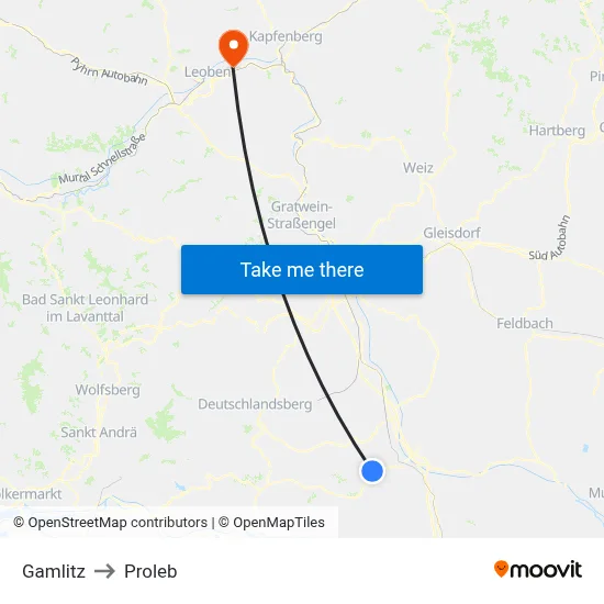 Gamlitz to Proleb map