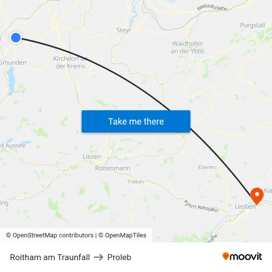 Roitham am Traunfall to Proleb map
