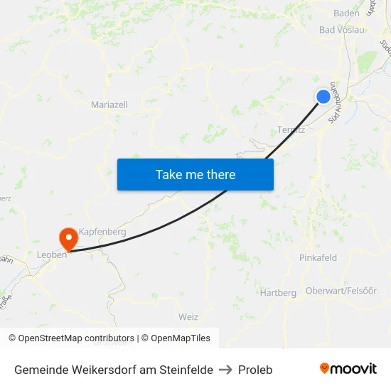 Gemeinde Weikersdorf am Steinfelde to Proleb map