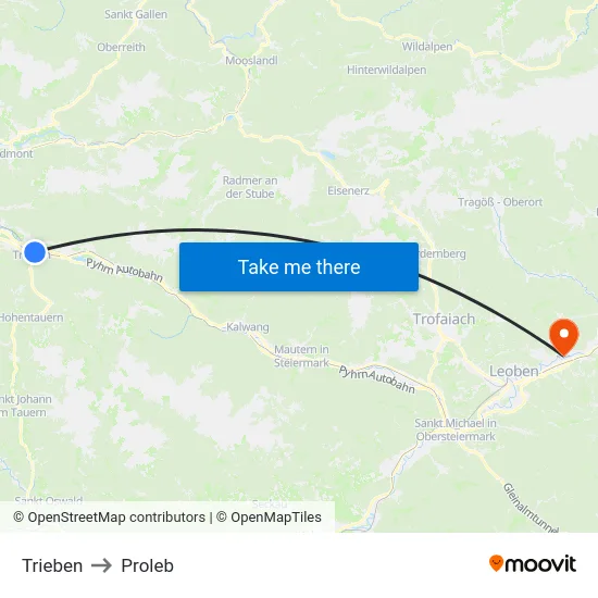Trieben to Proleb map