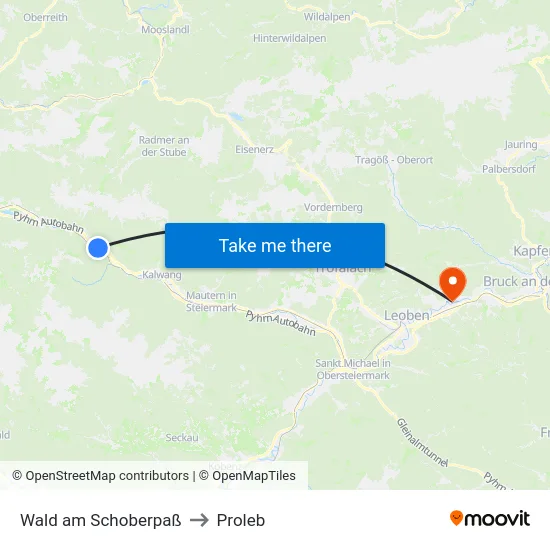 Wald am Schoberpaß to Proleb map