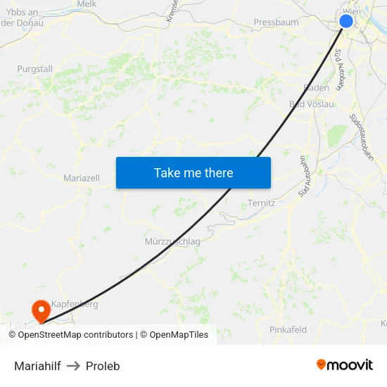 Mariahilf to Proleb map