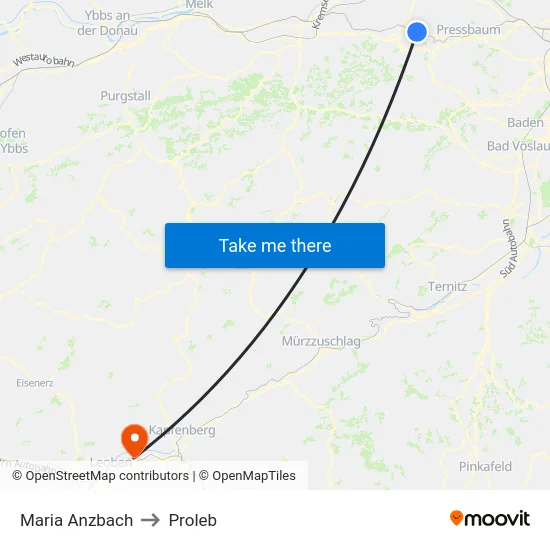 Maria Anzbach to Proleb map