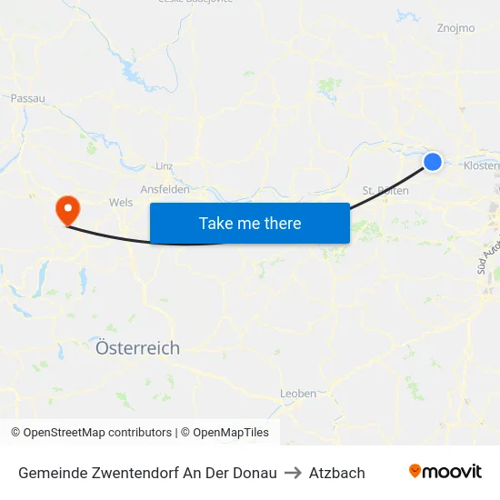 Gemeinde Zwentendorf An Der Donau to Atzbach map