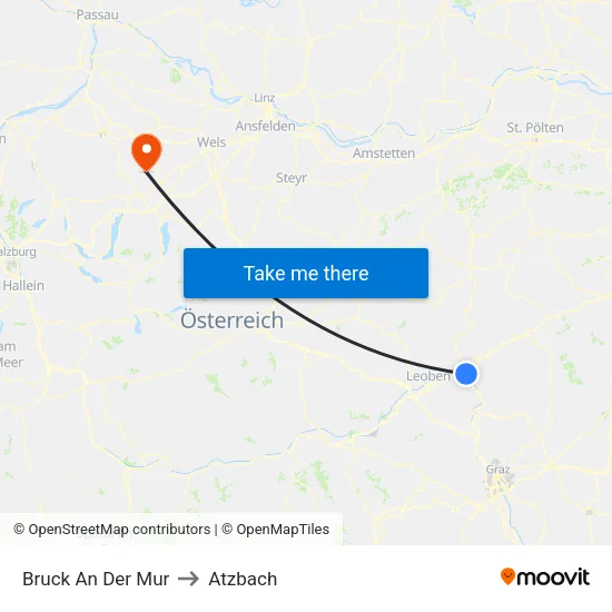 Bruck An Der Mur to Atzbach map