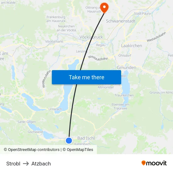Strobl to Atzbach map