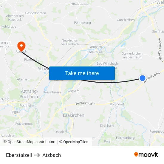 Eberstalzell to Atzbach map