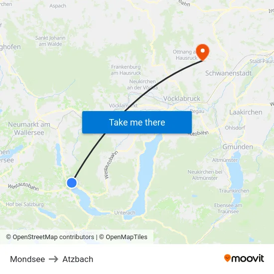 Mondsee to Atzbach map