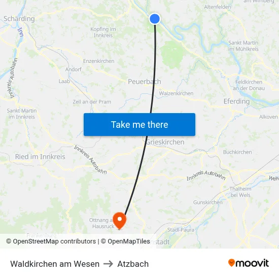 Waldkirchen am Wesen to Atzbach map