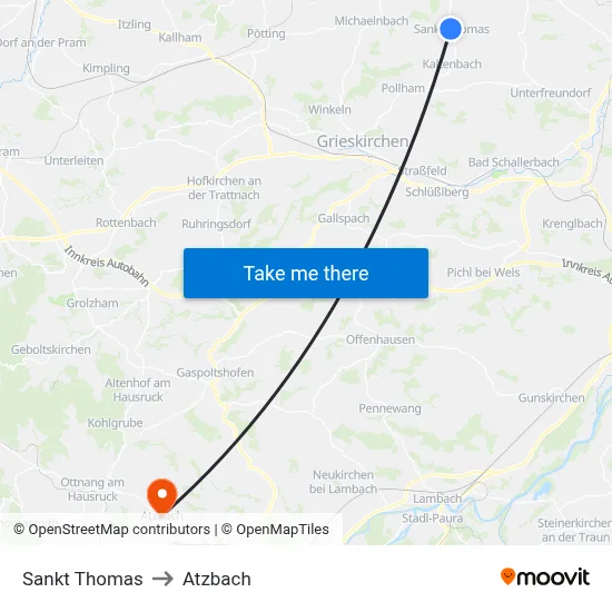 Sankt Thomas to Atzbach map