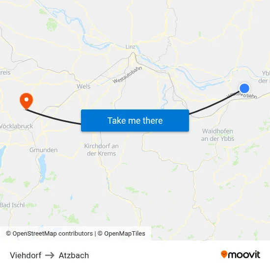 Viehdorf to Atzbach map