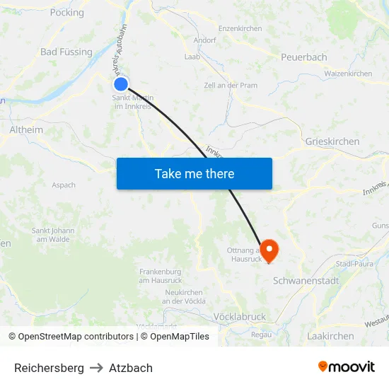 Reichersberg to Atzbach map