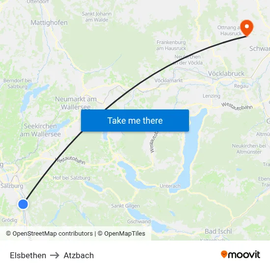 Elsbethen to Atzbach map
