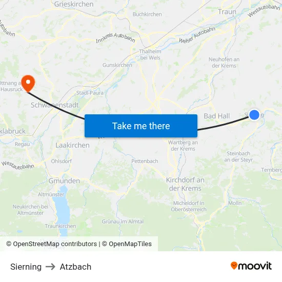 Sierning to Atzbach map