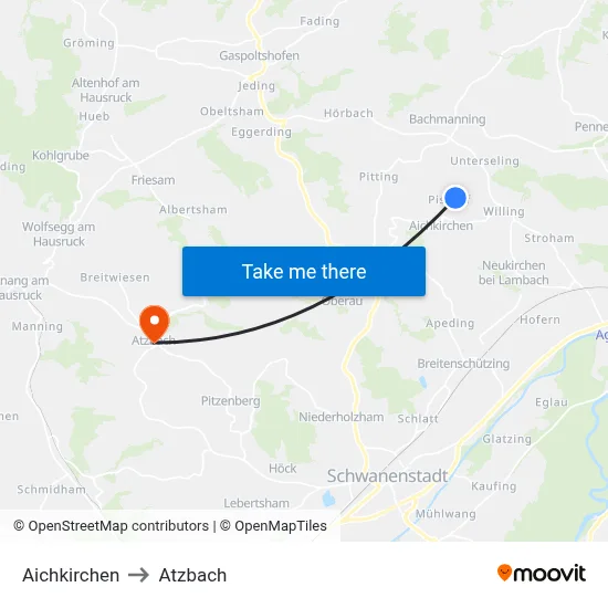 Aichkirchen to Atzbach map
