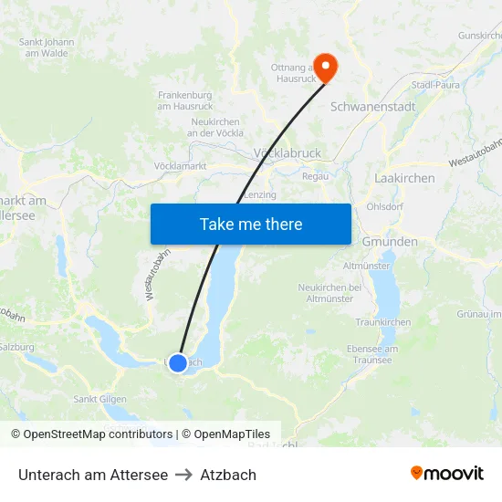 Unterach am Attersee to Atzbach map