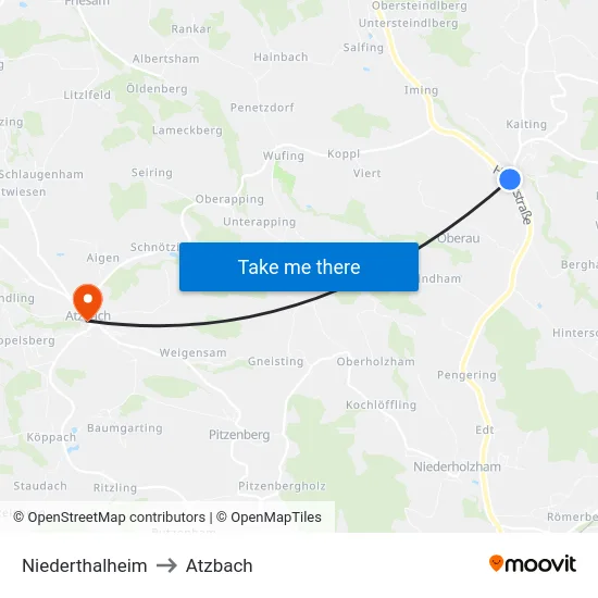 Niederthalheim to Atzbach map