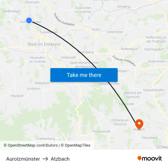 Aurolzmünster to Atzbach map
