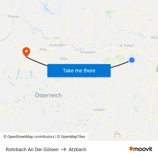 Rohrbach An Der Gölsen to Atzbach map