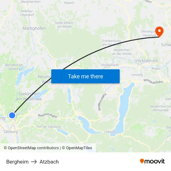 Bergheim to Atzbach map