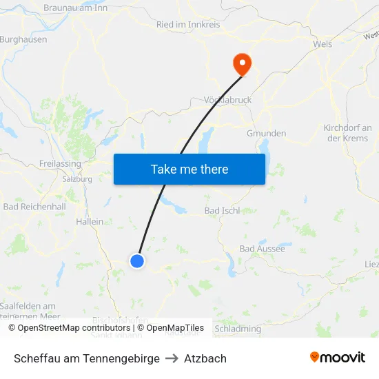 Scheffau am Tennengebirge to Atzbach map