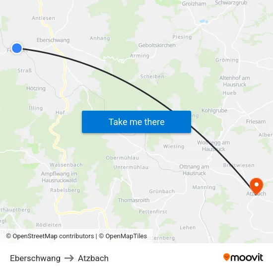 Eberschwang to Atzbach map