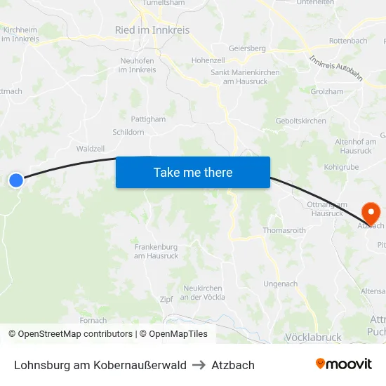 Lohnsburg am Kobernaußerwald to Atzbach map