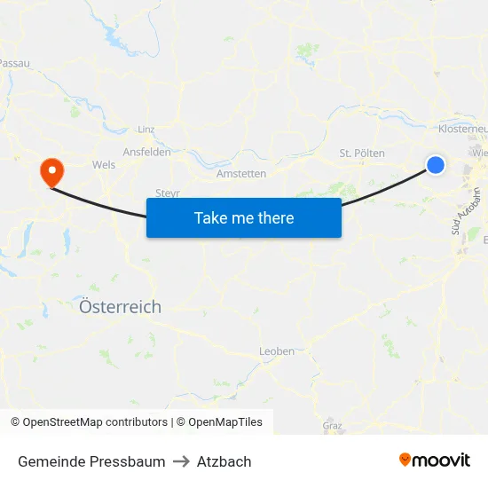 Gemeinde Pressbaum to Atzbach map
