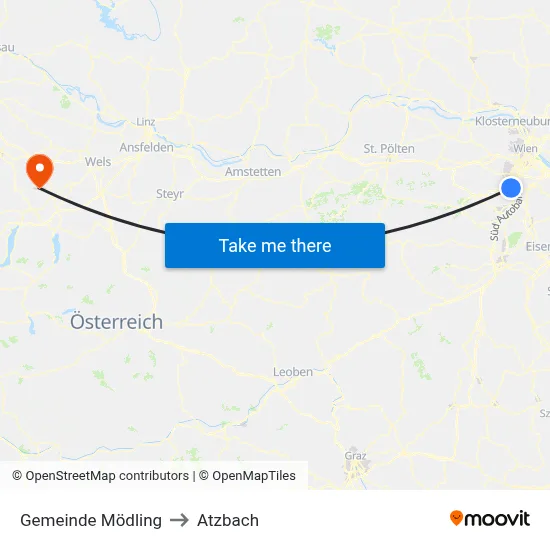 Gemeinde Mödling to Atzbach map