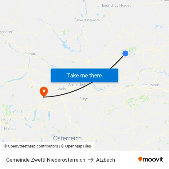 Gemeinde Zwettl-Niederösterreich to Atzbach map