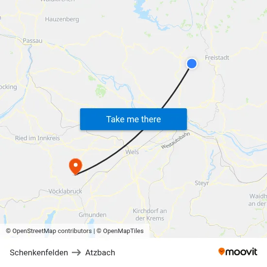 Schenkenfelden to Atzbach map